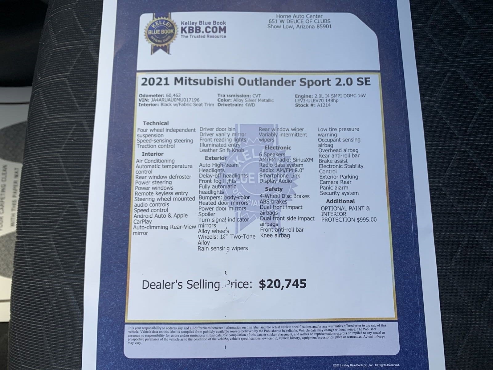 2021 Mitsubishi Outlander Sport ES