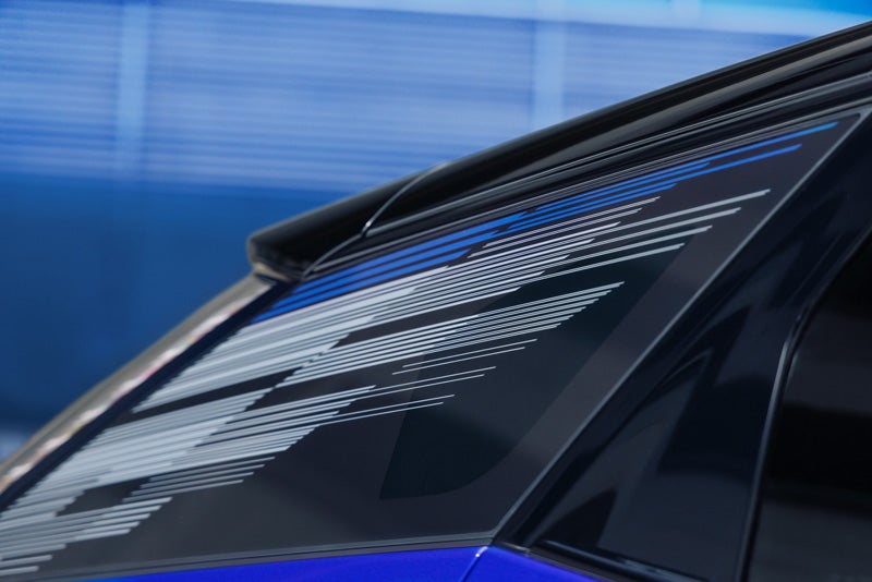 Close-up of the Modern Pattern on the 2026 OPTIQ-V Rear Quarter Glass | Horne Auto Center Inc in Show Low AZ